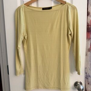 The Limited Light Yellow Striped 3/4 Sleeve Top
